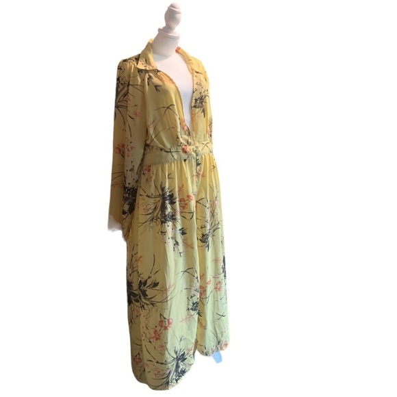 Haute Project Dresses & Skirts - Haute Project Womens Dress XL Yellow Floral Cover Up Swim Beach Summer Casual